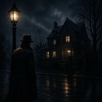 A detective watching over a house